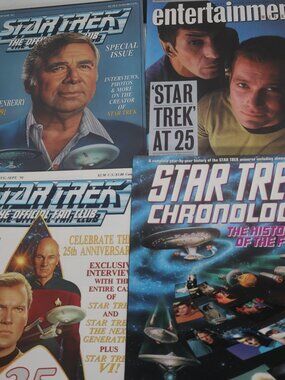Star Trek Chronology Book + 3 Mags Lot: EW Sept '91, Fan Club #84/#81 25th Anniv
